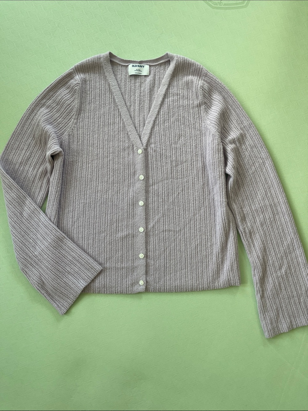 Lilac Ribbed V Neck Button-Front Cardigan XL Tall
